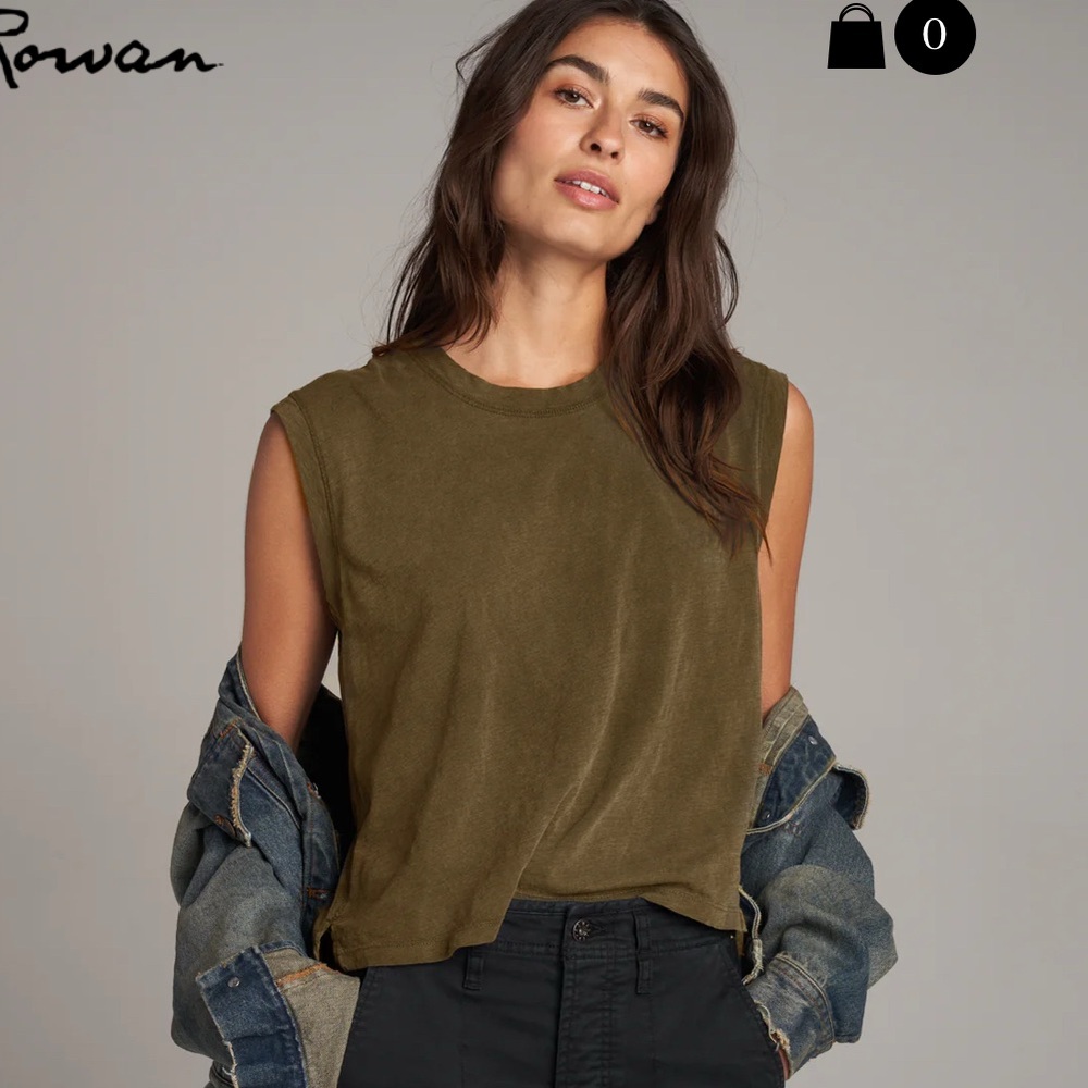 Rowan Cotton Muscle Tee size Small Olive brown